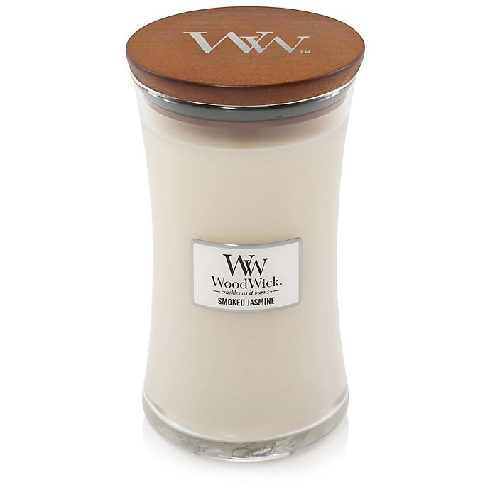 slide 1 of 2, WoodWick Smoked Jasmine Large Hourglass Jar Candle, 1 ct