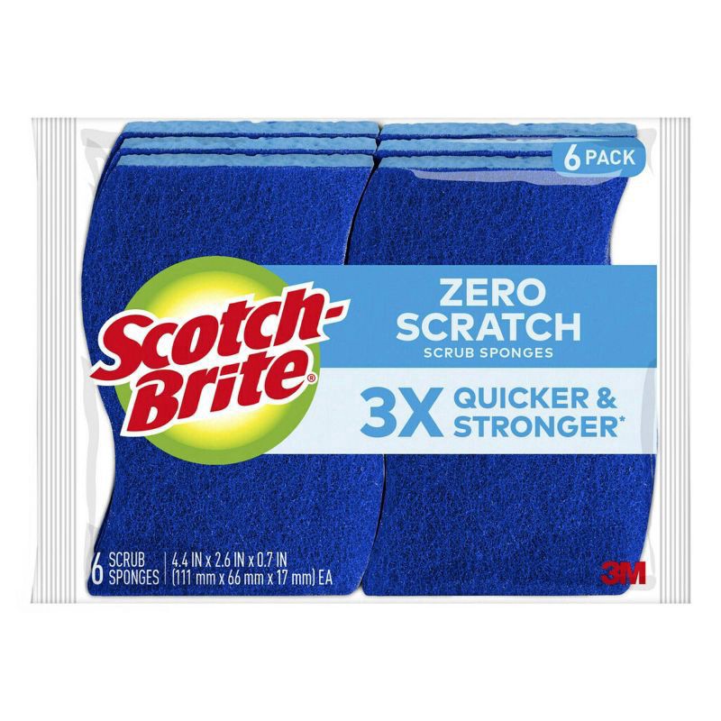 slide 1 of 2, Scotch-Brite Zero Scratch Scrub Sponges 6 Each, 6 ct