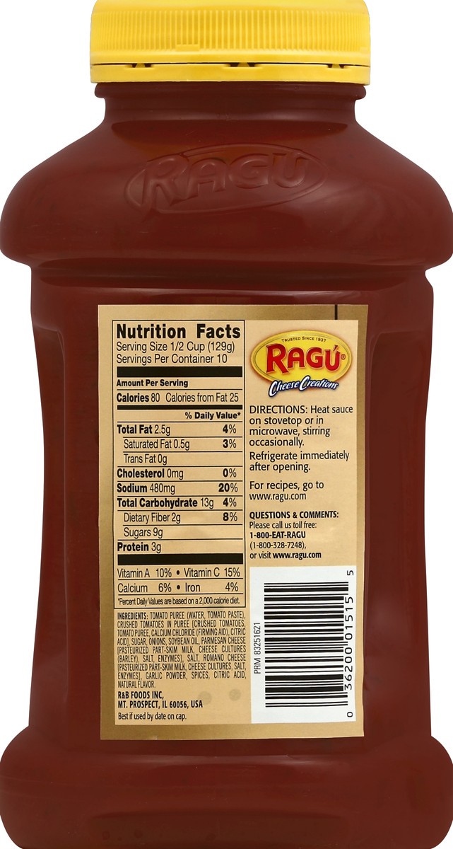 slide 6 of 6, Ragu Robusto! Parmesan & Romano Pasta Sauce, 45 oz
