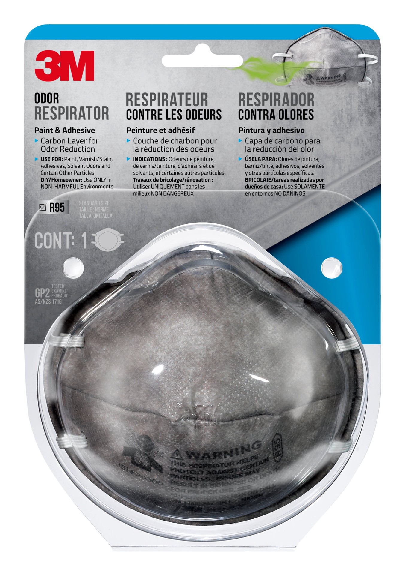 slide 4 of 6, 3M Odor Respirator 1 ea, 1 ct