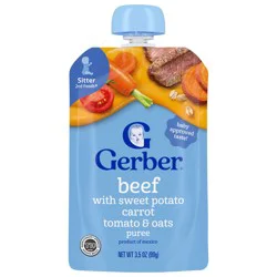 Gerber Stage 2 Baby Food, Sweet Potato Carrot Beef & Tomato, Baby Food Pouches, Puree