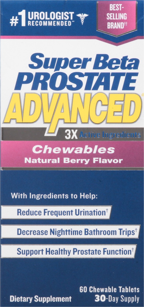 slide 8 of 13, Super Beta Prostate Advanced Chewable Tablets Natural Berry Flavor Chewables 60 60 ea Box, 60 ct