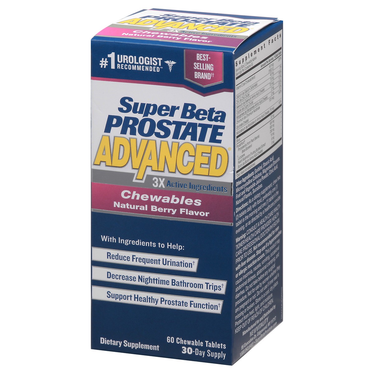 slide 5 of 13, Super Beta Prostate Advanced Chewable Tablets Natural Berry Flavor Chewables 60 60 ea Box, 60 ct