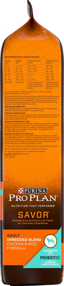 slide 3 of 6, Pro Plan Purina Pro Plan High Protein Dog Food With Probiotics for Dogs, Shredded Blend Chicken & Rice Formula, 6 lb