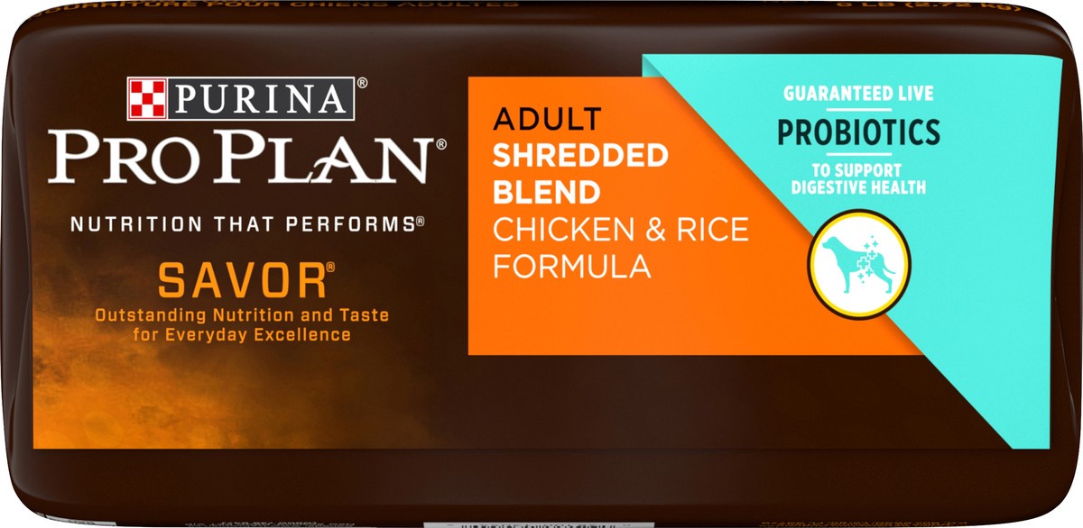 slide 6 of 6, Pro Plan Purina Pro Plan High Protein Dog Food With Probiotics for Dogs, Shredded Blend Chicken & Rice Formula, 6 lb