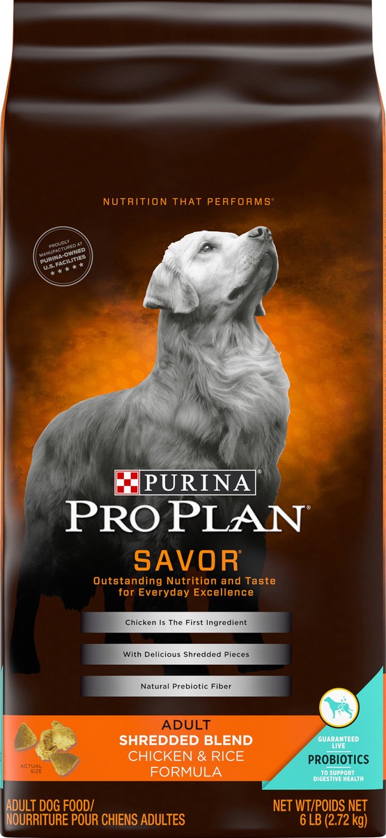 slide 5 of 6, Pro Plan Purina Pro Plan High Protein Dog Food With Probiotics for Dogs, Shredded Blend Chicken & Rice Formula, 6 lb