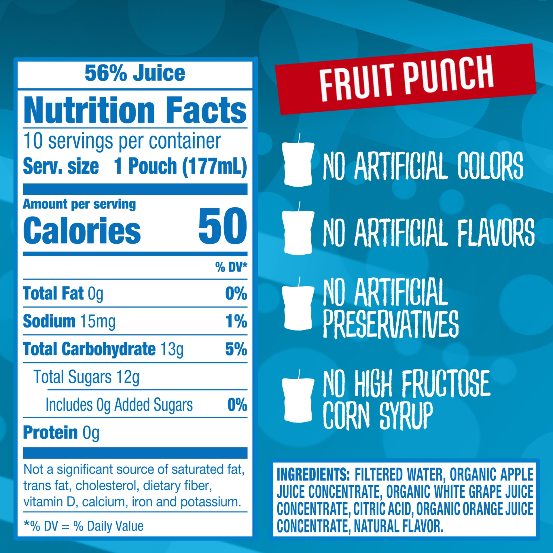 Capri Sun Organic Fruit Punch Naturally Flavored Juice Drink Blend Pouches  10 ct; 6 fl oz