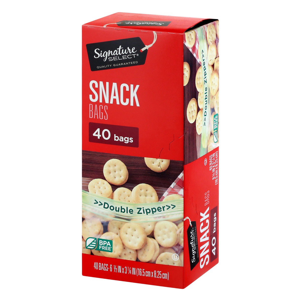 slide 3 of 9, Signature Select Double Zipper Snack Bags 40 ea, 40 ct