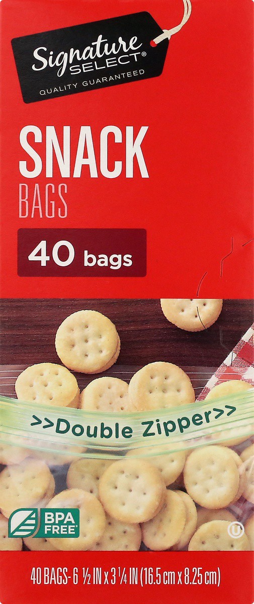 slide 6 of 9, Signature Select Double Zipper Snack Bags 40 ea, 40 ct