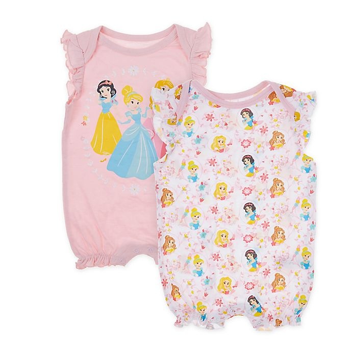 slide 1 of 3, Disney Baby Princess Rompers - Pink, 2 ct; 12 M