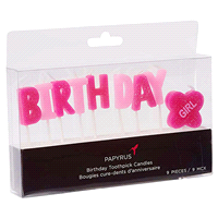 slide 3 of 5, Papyrus Birthday Candles, Girl Birthday (9-Count), 1 ct