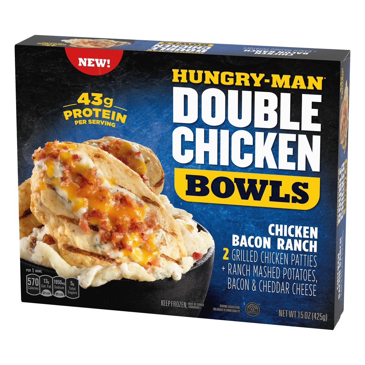 slide 11 of 13, Hungry-Man Double Chicken Bowls Chicken Bacon Ranch Chicken Bacon Ranch 15 oz, 15 oz