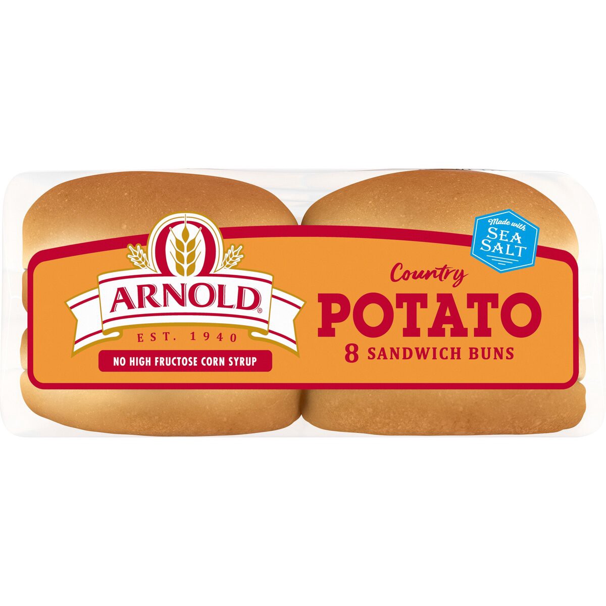 slide 2 of 6, Arnold Potato Buns, 8 count, Hamburger Buns, 16 oz Bag, 8 ct