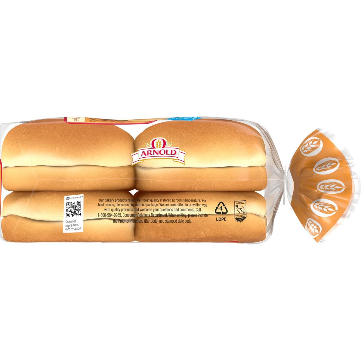 slide 6 of 6, Arnold Potato Buns, 8 count, Hamburger Buns, 16 oz Bag, 8 ct