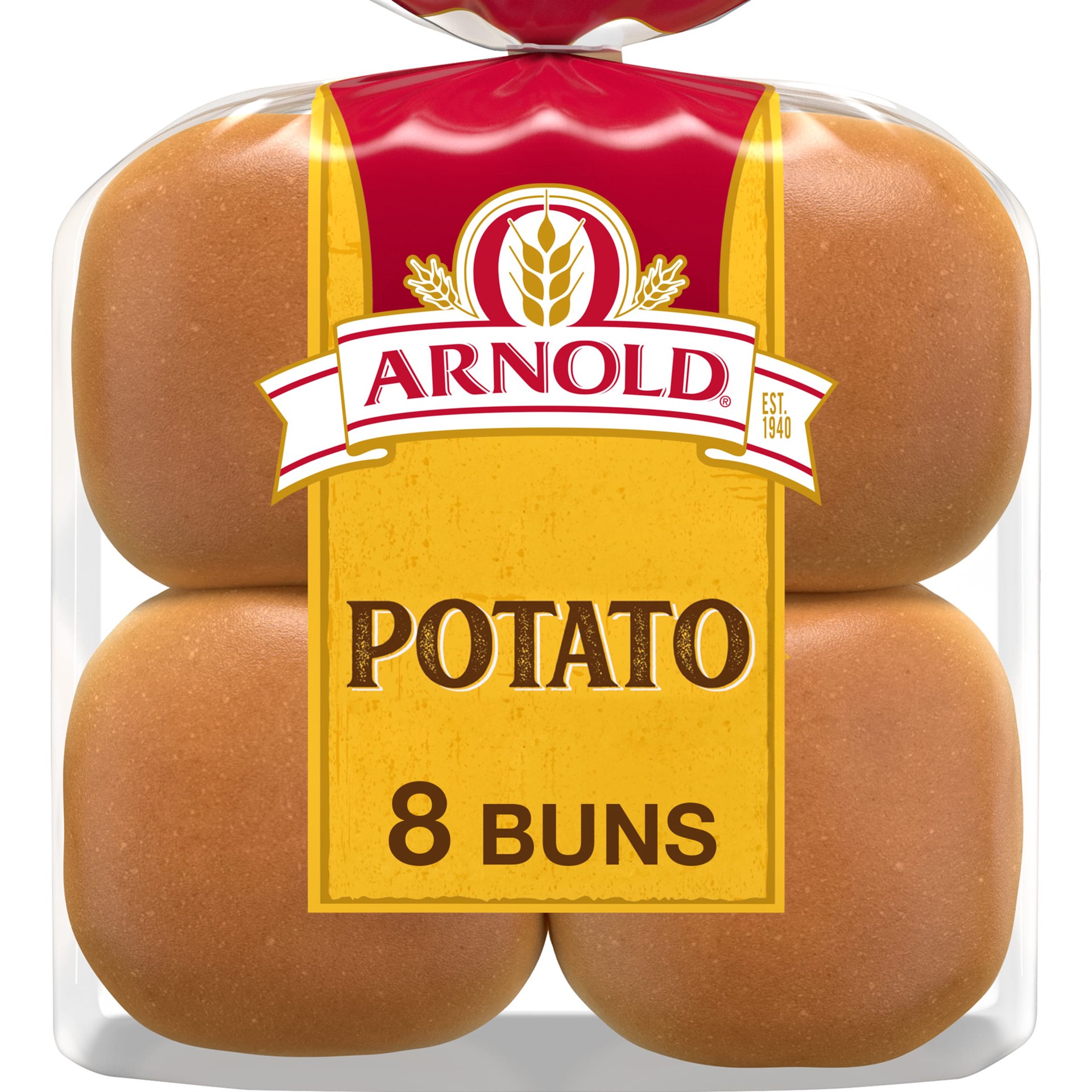 slide 1 of 6, Arnold Potato Buns, 8 count, Hamburger Buns, 16 oz Bag, 8 ct