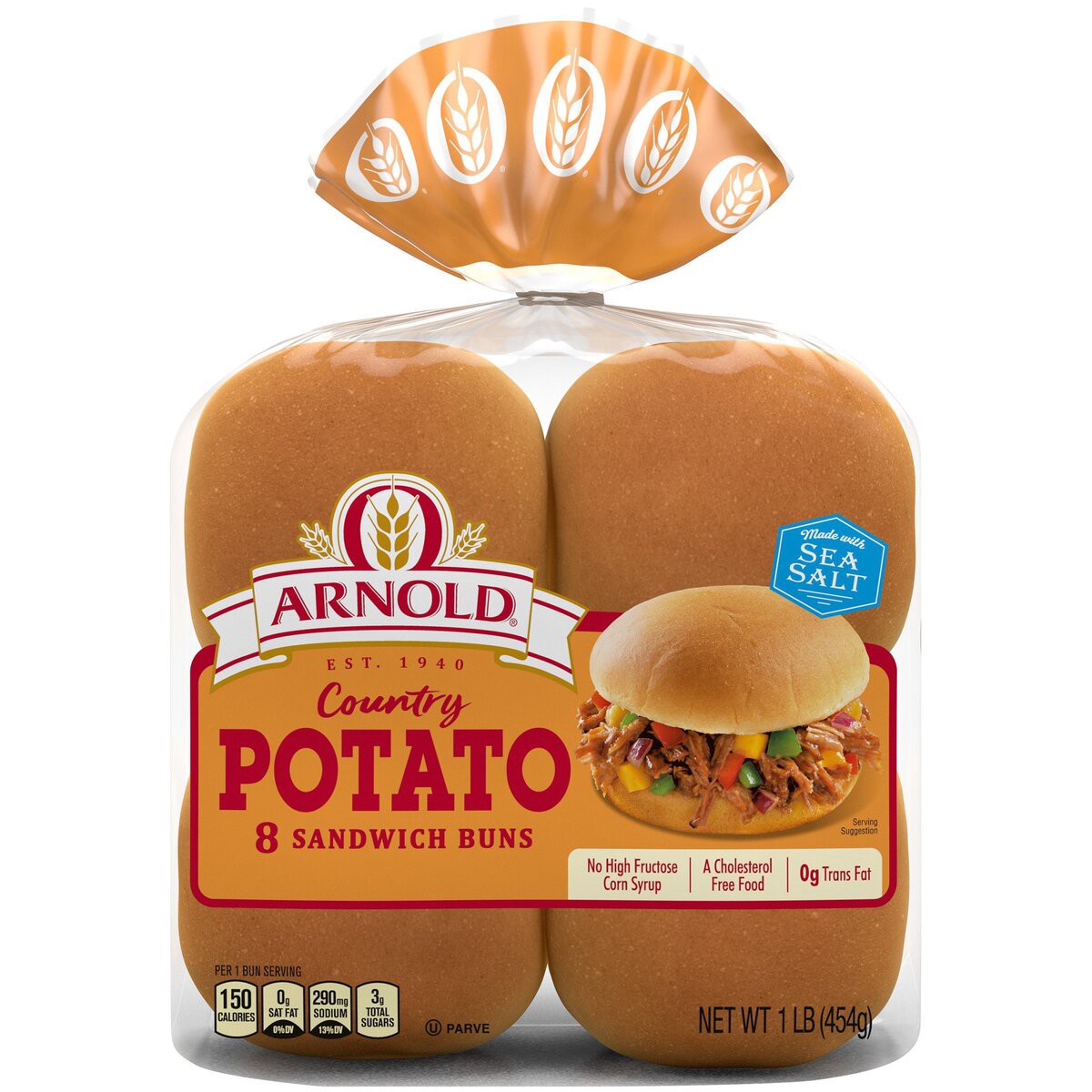 slide 1 of 6, Arnold Country Potato Sandwich Buns, 8 ct