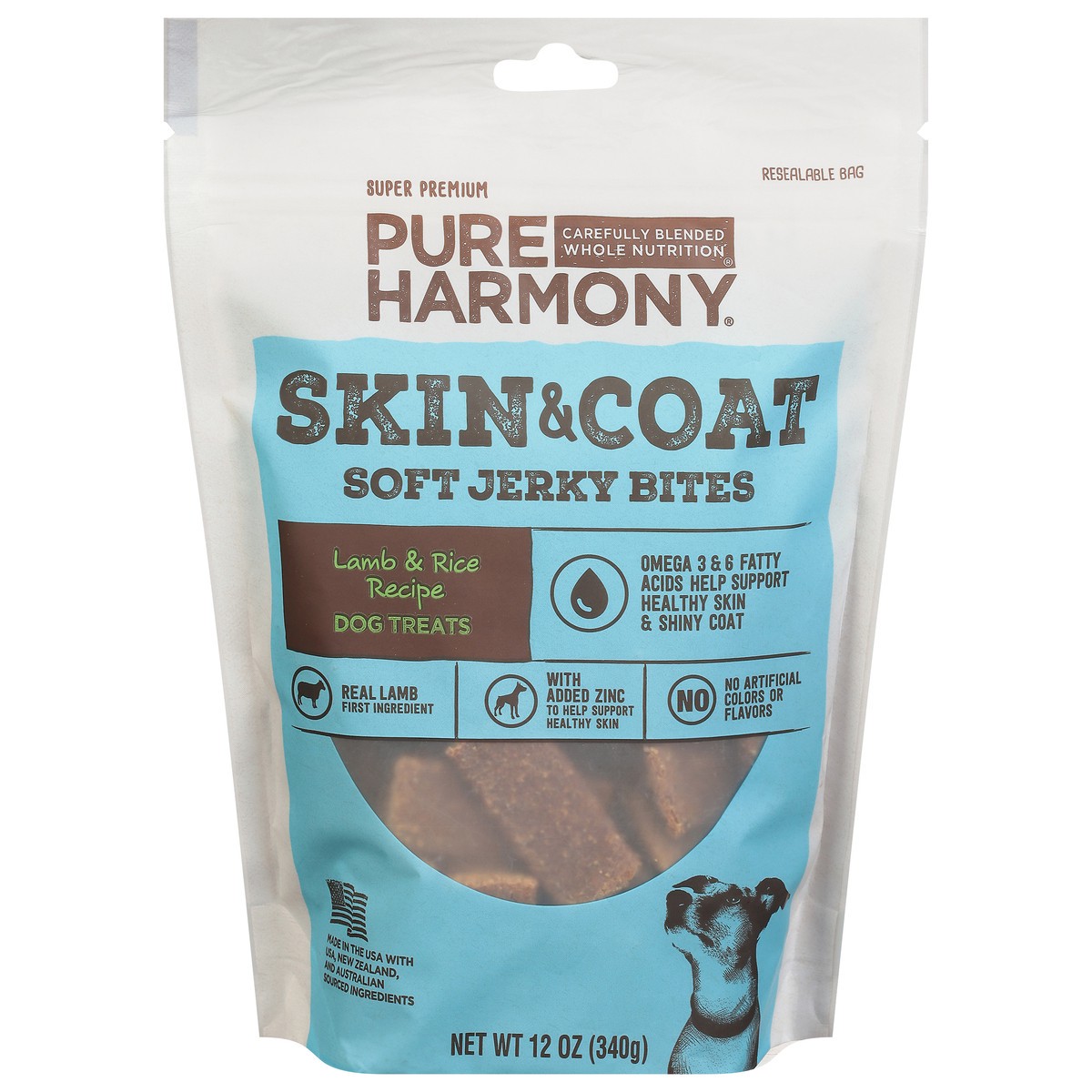 slide 1 of 15, Pure Harmony Super Premium Soft Jerky Bites Skin & Coat Lamb & Rice Recipe Dog Treats 12 oz, 12 oz