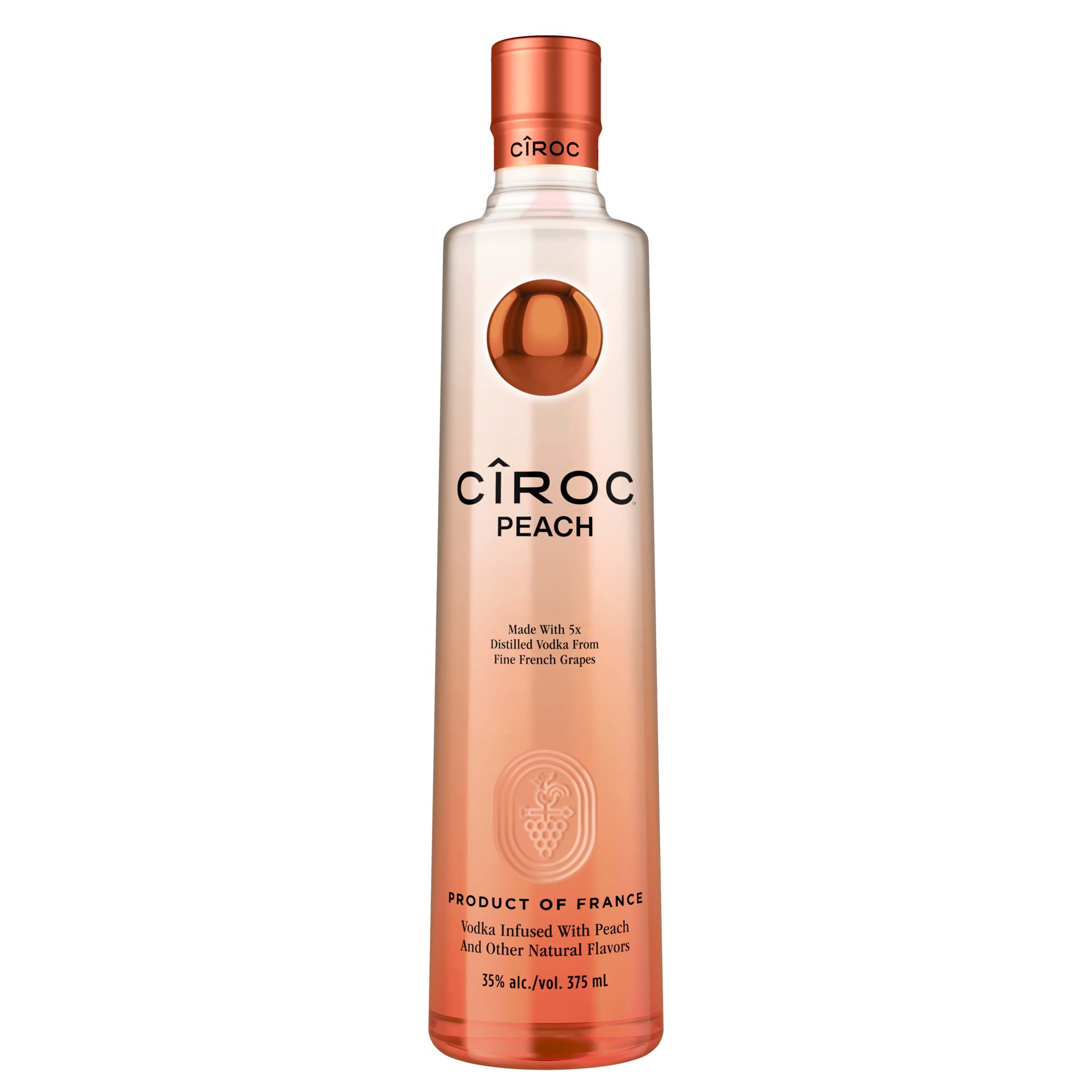 slide 1 of 3, CIROC Peach (Made with Vodka Infused with Natural Flavors), 375 mL, 375 ml