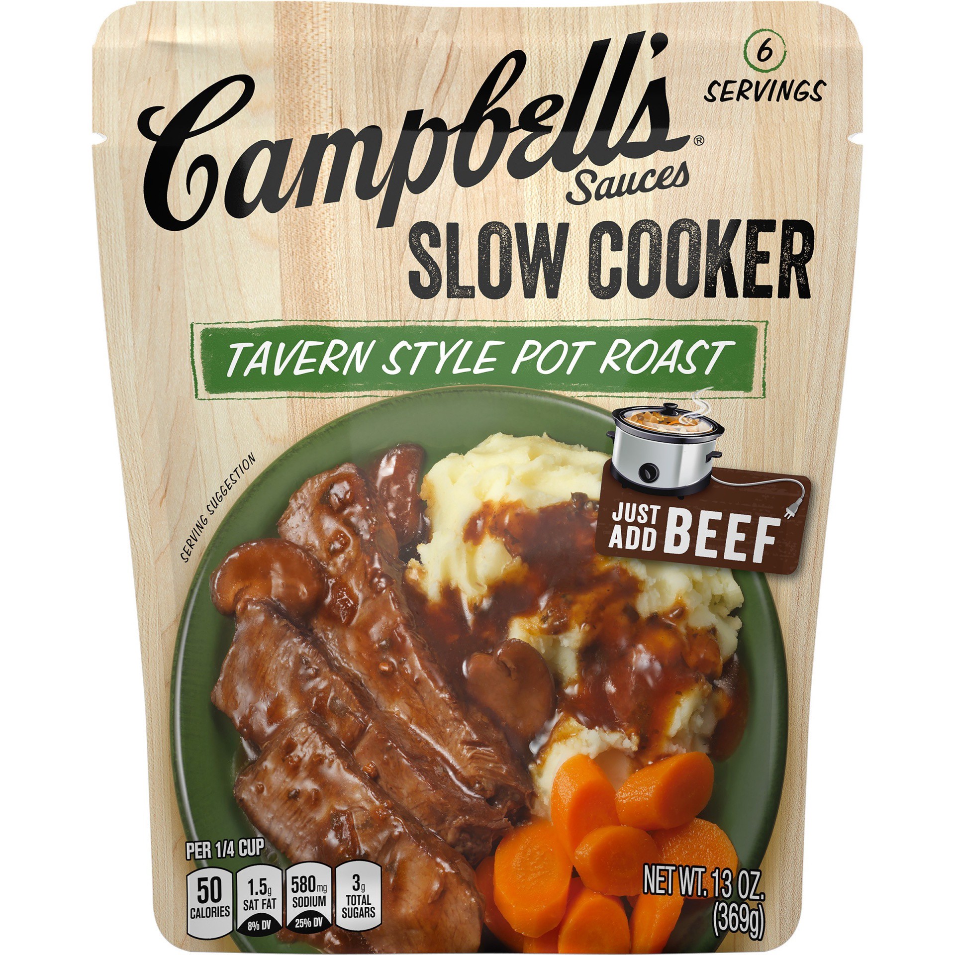 slide 1 of 5, Campbell's Cooking Sauces, Tavern Style Pot Roast, 13 Oz Pouch, 13 oz