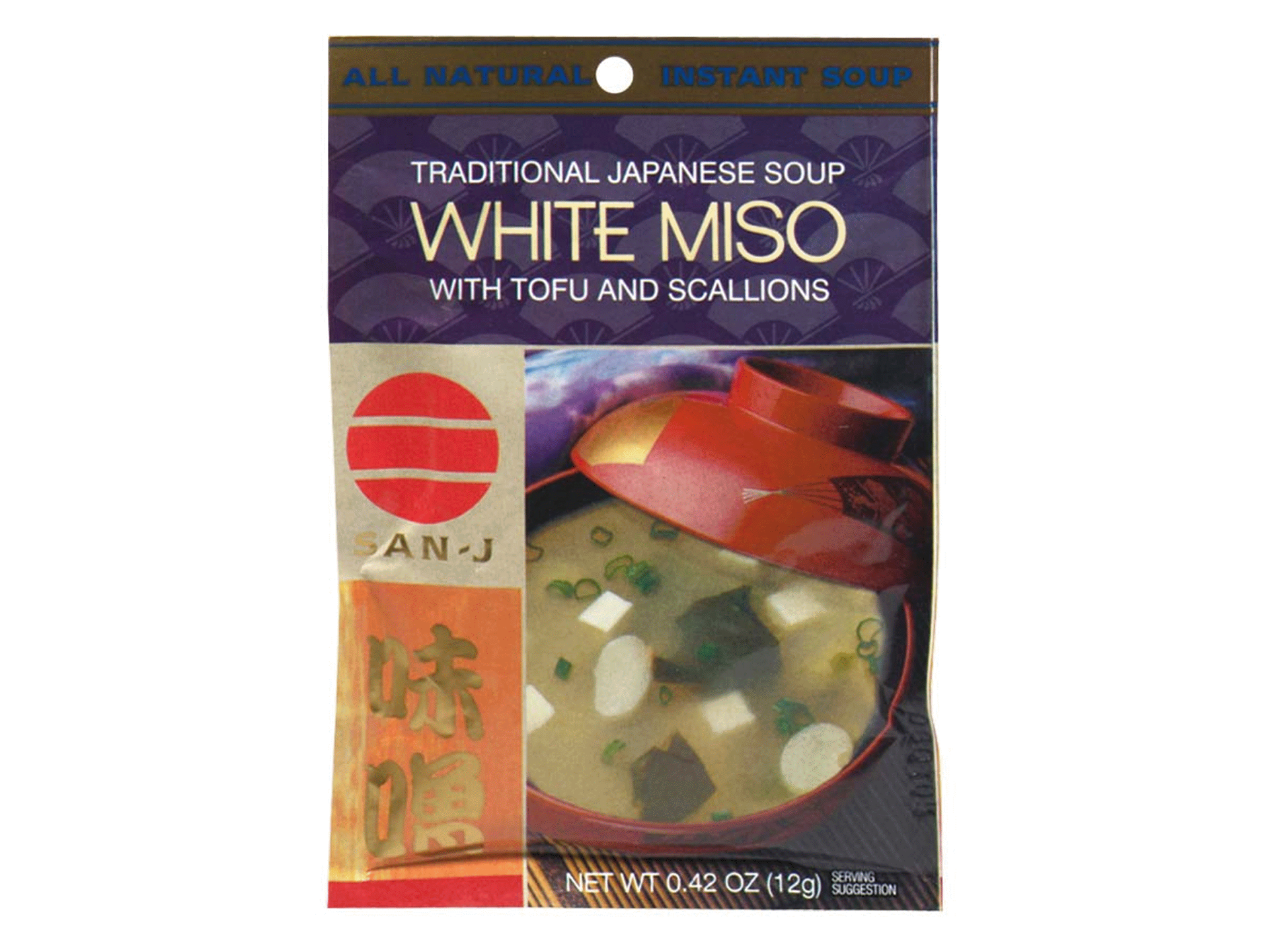 slide 1 of 3, San-J Traditional Japanese Soup White Miso with Tofu & Scallions, 0.42 oz