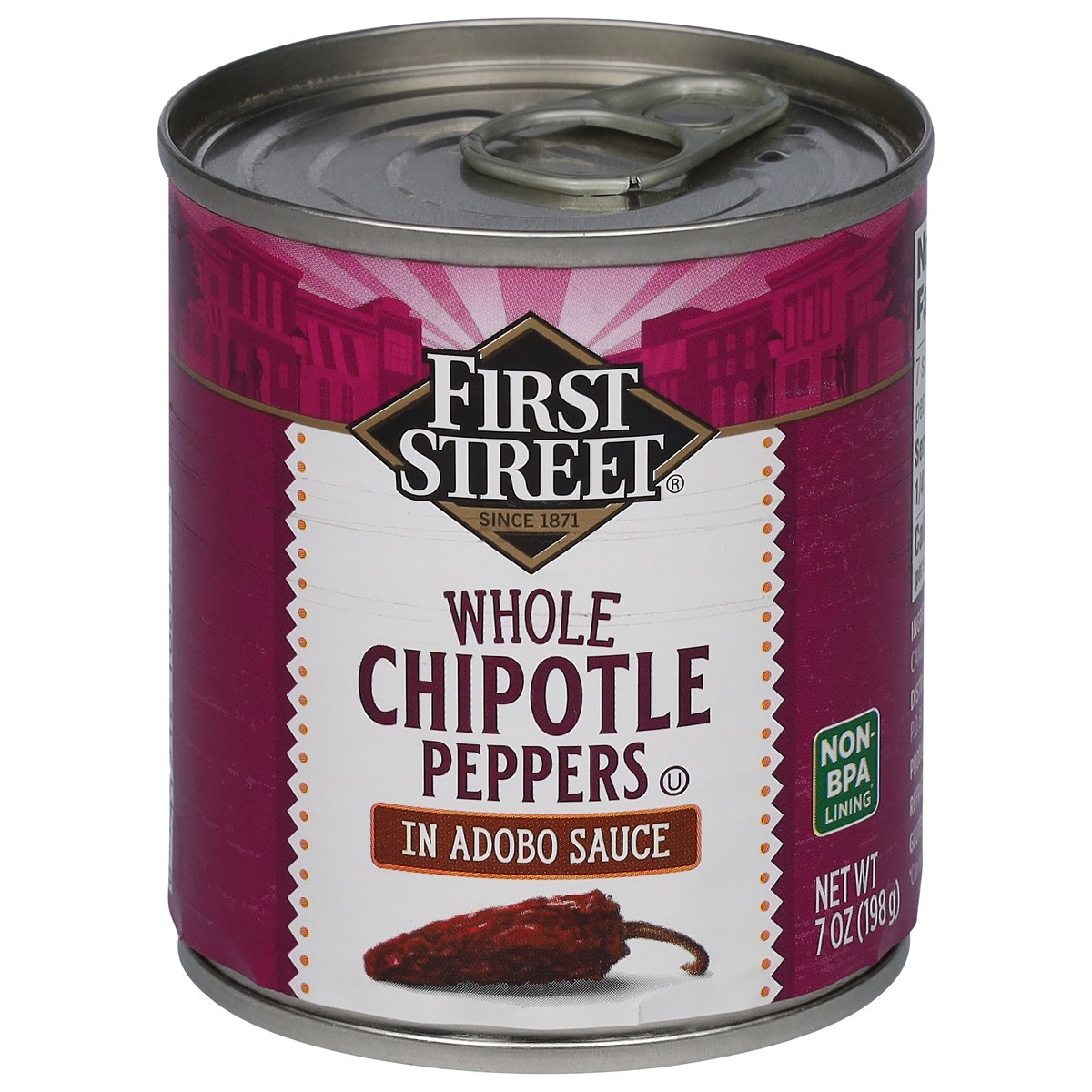 slide 2 of 4, First Street Fs Chipotle Peppers In Adobe, 7 oz