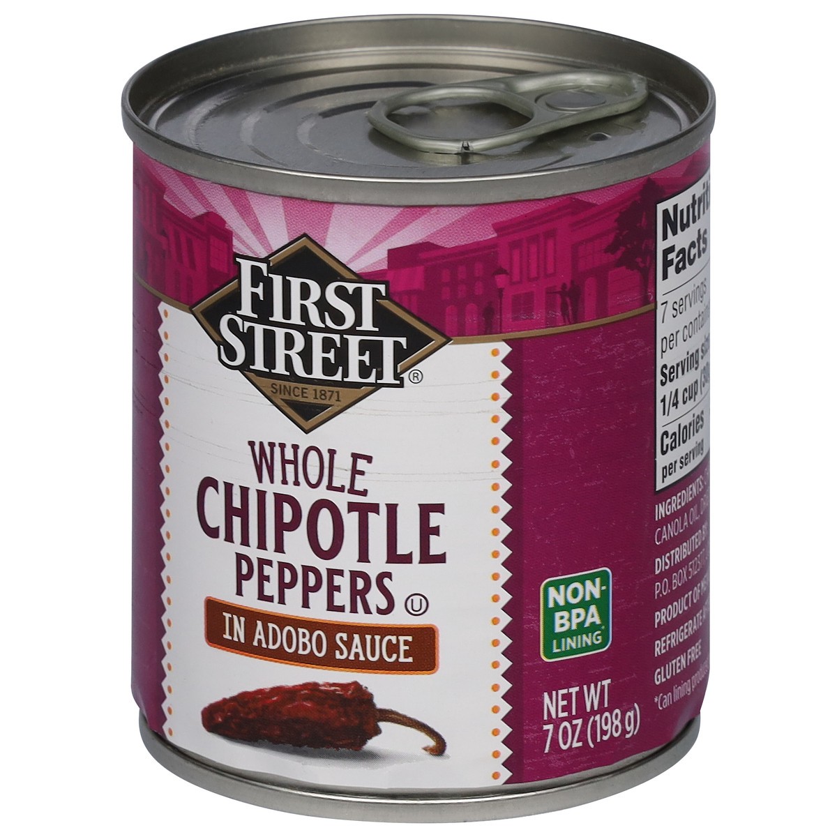 slide 4 of 4, First Street Fs Chipotle Peppers In Adobe, 7 oz