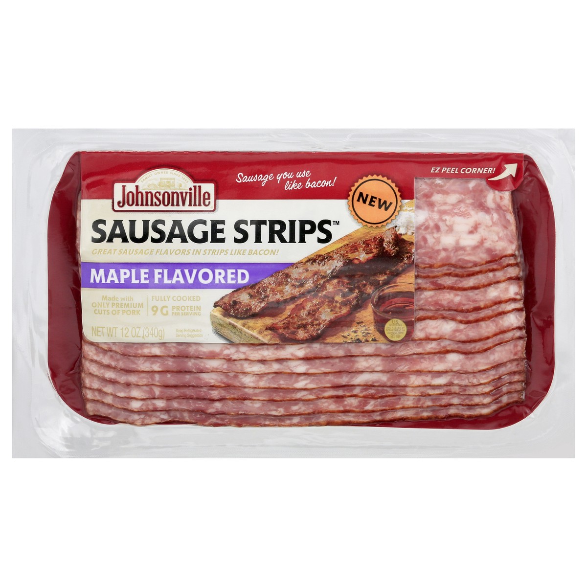 slide 1 of 13, Johnsonville Maple Flavored Sausage Strips 12 oz, 12 oz