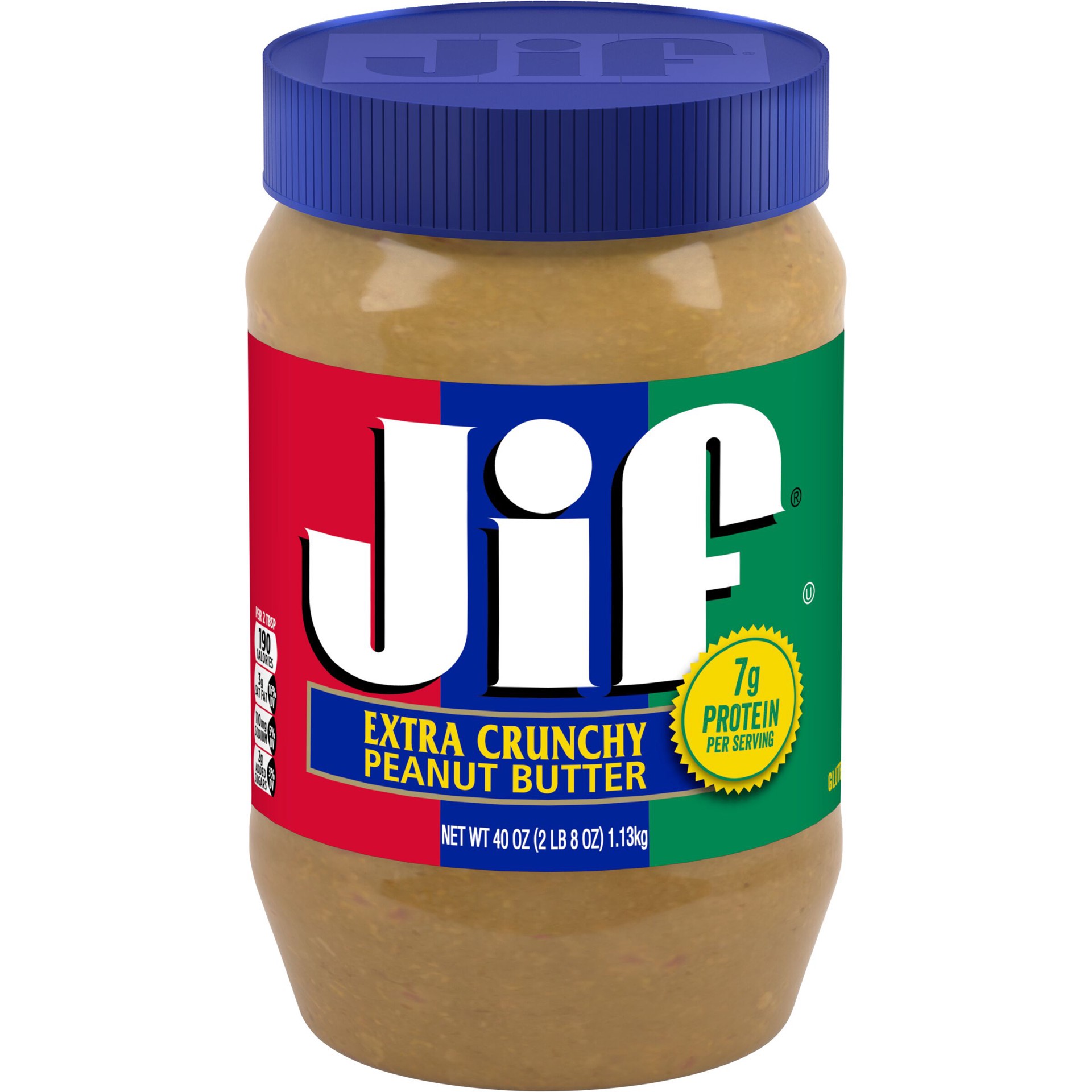 slide 1 of 1, Jif Extra Crunchy Peanut Butter, 40-Ounce Jar, 40 oz