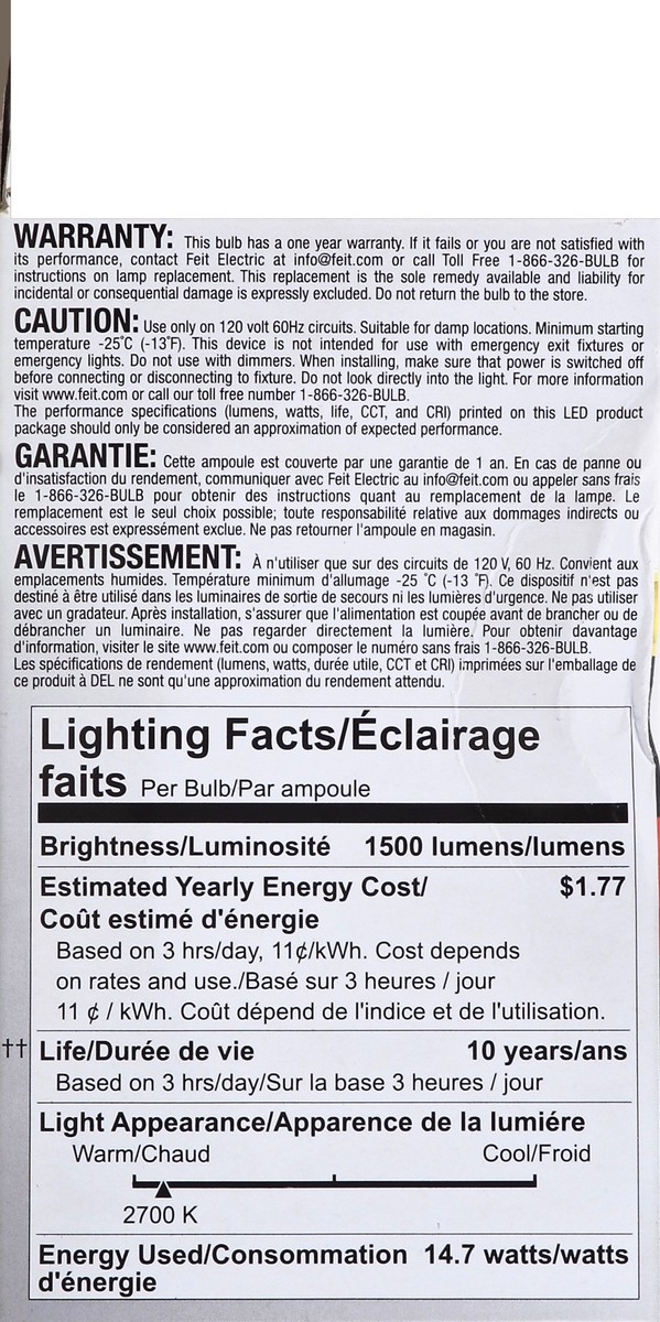 slide 5 of 5, Feit Electric Light Bulb 1 ea, 1 ct