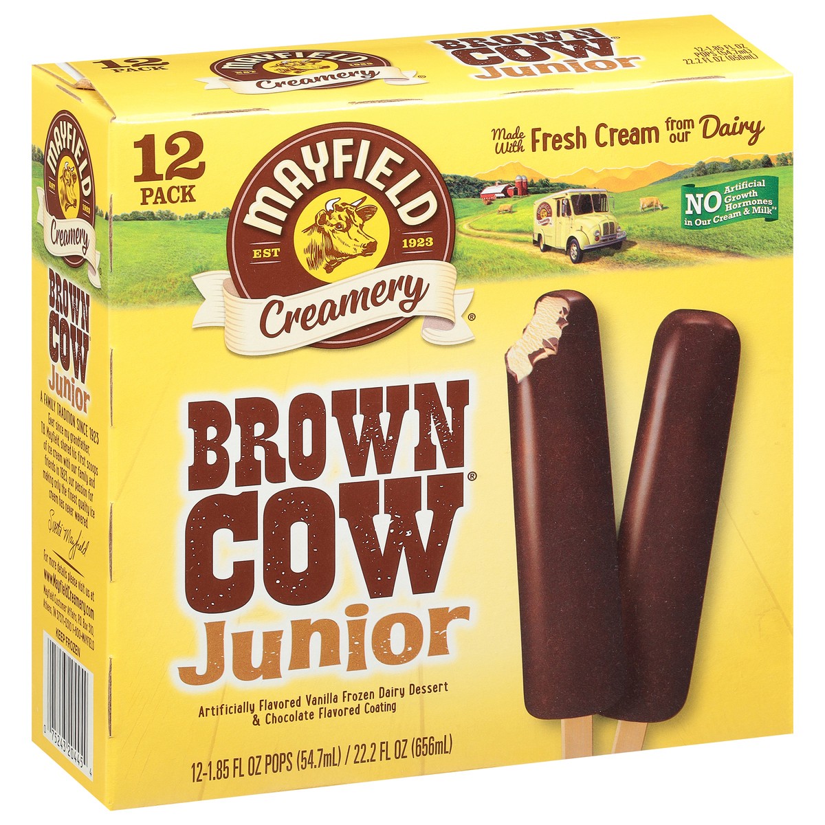 slide 2 of 9, Mayfield Creamery Brown Cows, Vanilla Ice Cream Bars with a Chocolate Flavored Coating - 1.85 Fl Oz (Pack of 12), 12 ct