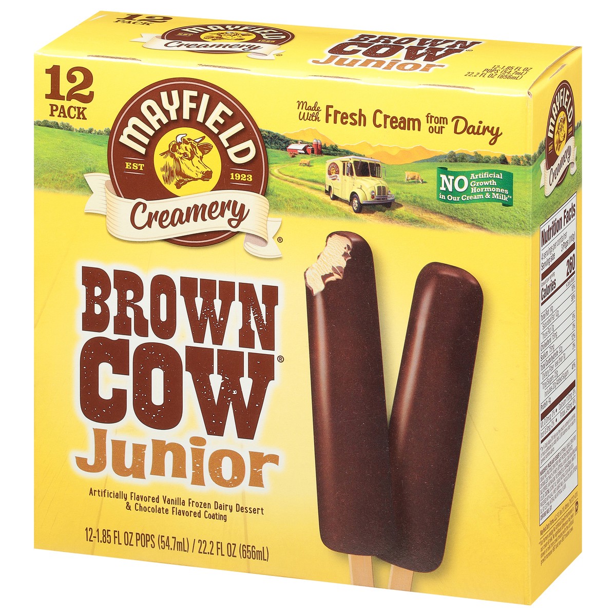 slide 3 of 9, Mayfield Creamery Brown Cows, Vanilla Ice Cream Bars with a Chocolate Flavored Coating - 1.85 Fl Oz (Pack of 12), 12 ct