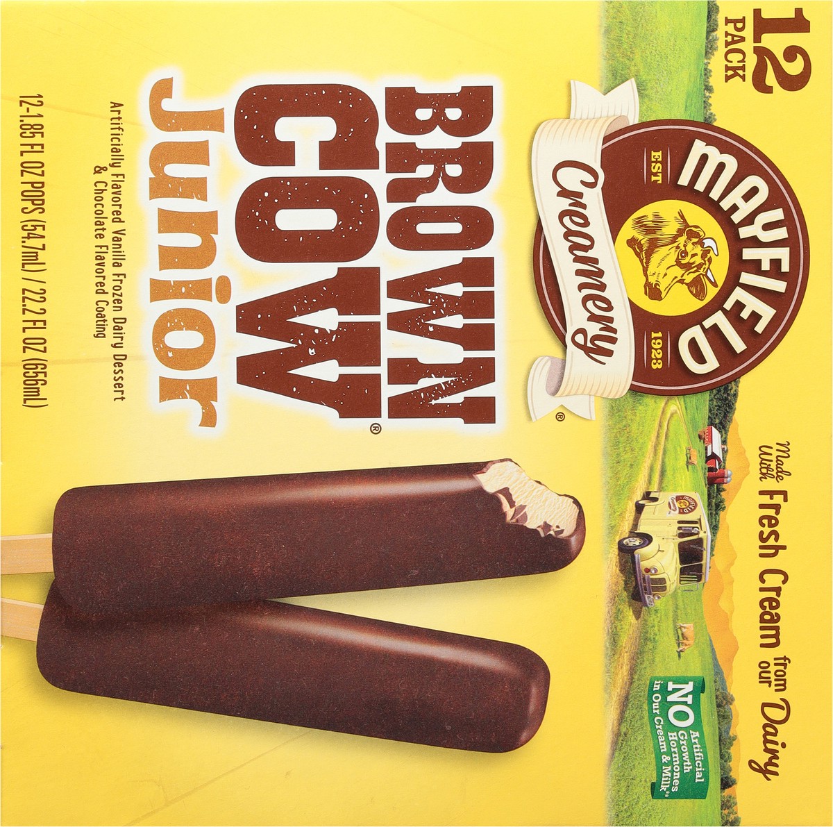 slide 5 of 9, Mayfield Creamery Brown Cows, Vanilla Ice Cream Bars with a Chocolate Flavored Coating - 1.85 Fl Oz (Pack of 12), 12 ct