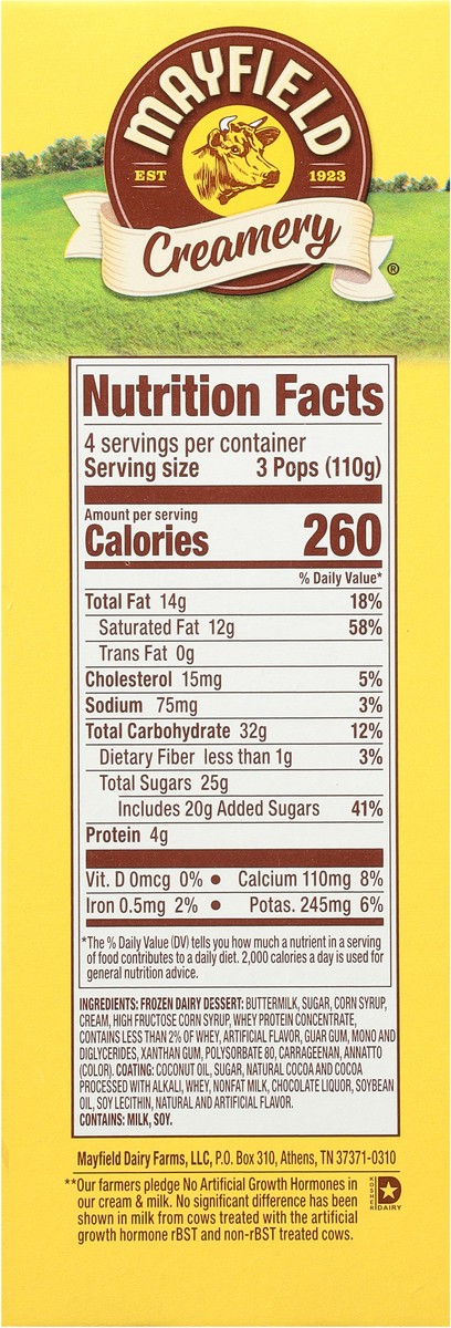 slide 8 of 9, Mayfield Creamery Brown Cows, Vanilla Ice Cream Bars with a Chocolate Flavored Coating - 1.85 Fl Oz (Pack of 12), 12 ct