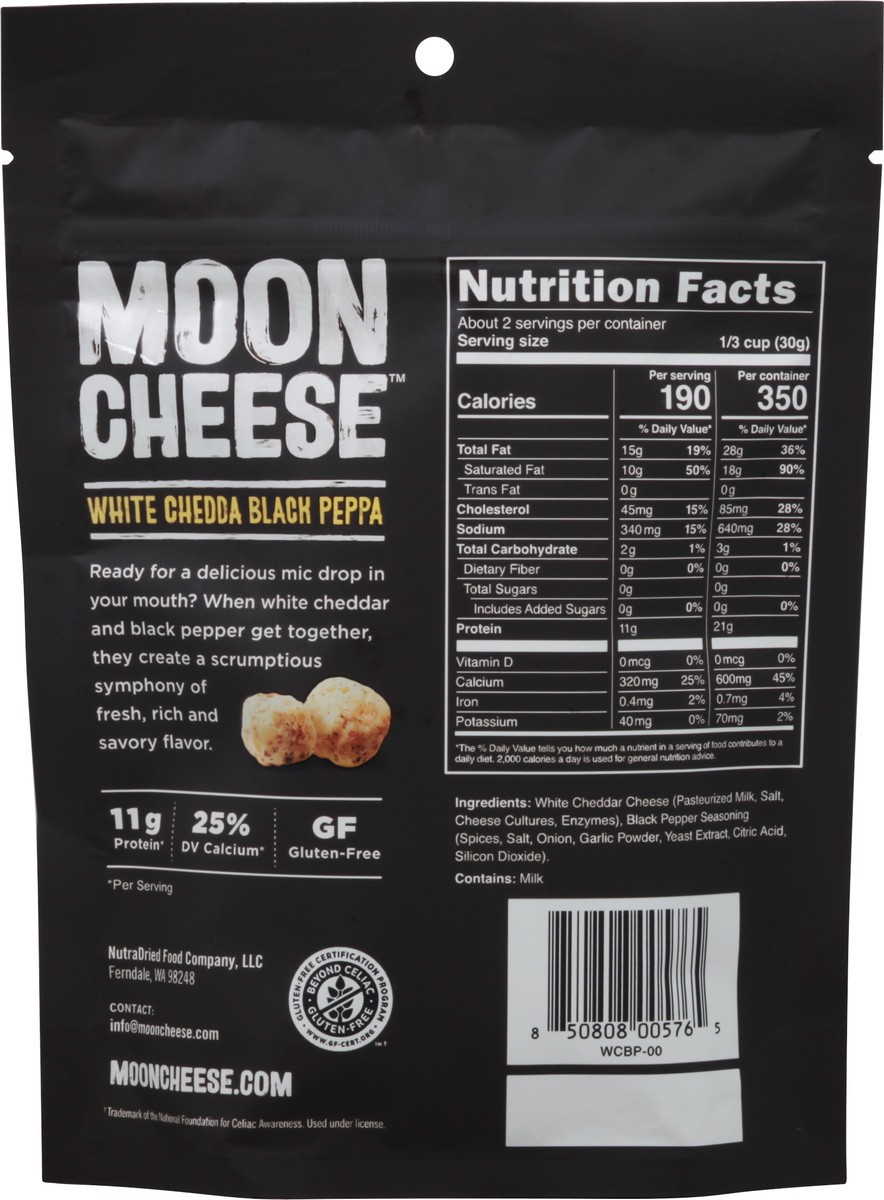 slide 3 of 9, Moon Cheese White Chedda Black Peppa Cheese Snack 2 oz, 2 oz