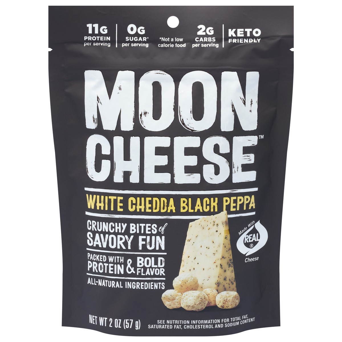 slide 1 of 9, Moon Cheese White Chedda Black Peppa Cheese Snack 2 oz, 2 oz