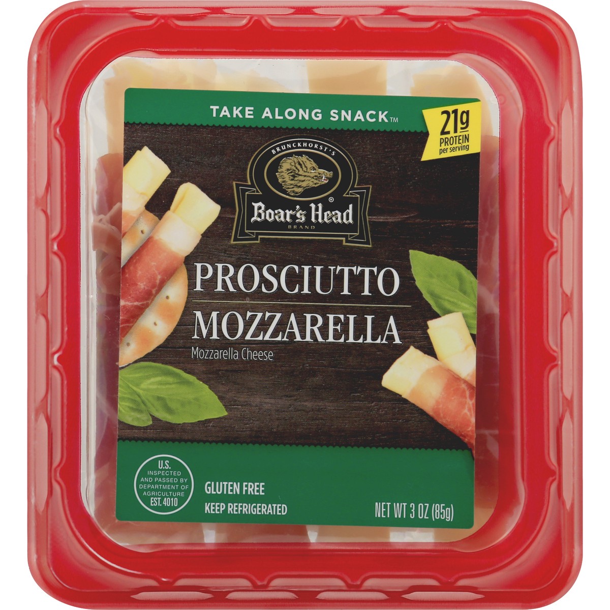 slide 8 of 9, Boar's Head Prosciutto & Mozzarella Cheese Roll Up Snack, 3 oz