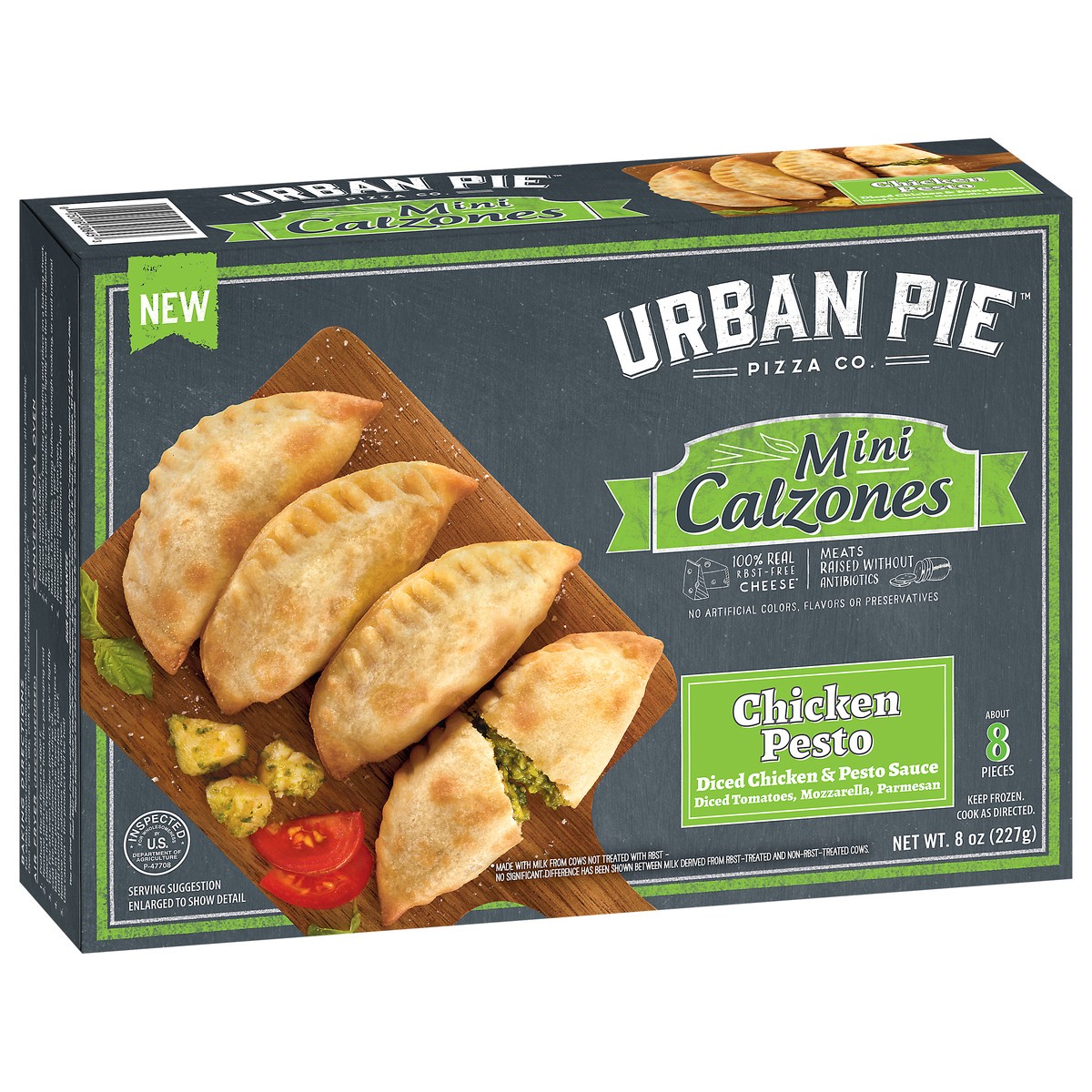 slide 12 of 15, Urban Pie Pizza Co. Mini Chicken Pesto Calzones 8 oz, 8 oz