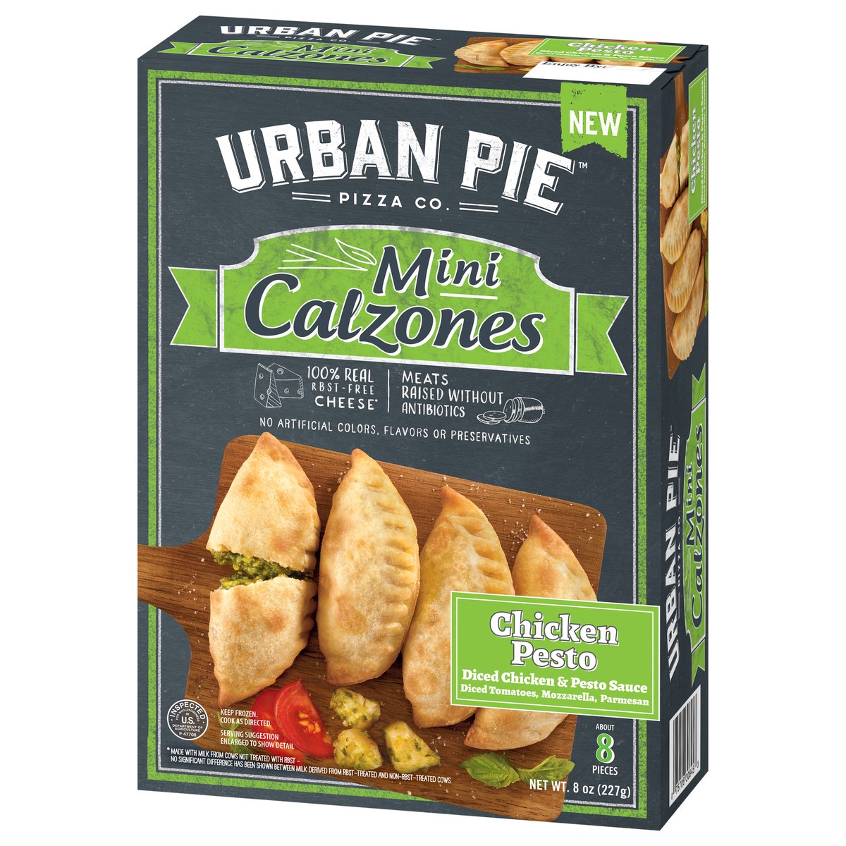 slide 2 of 15, Urban Pie Pizza Co. Mini Chicken Pesto Calzones 8 oz, 8 oz