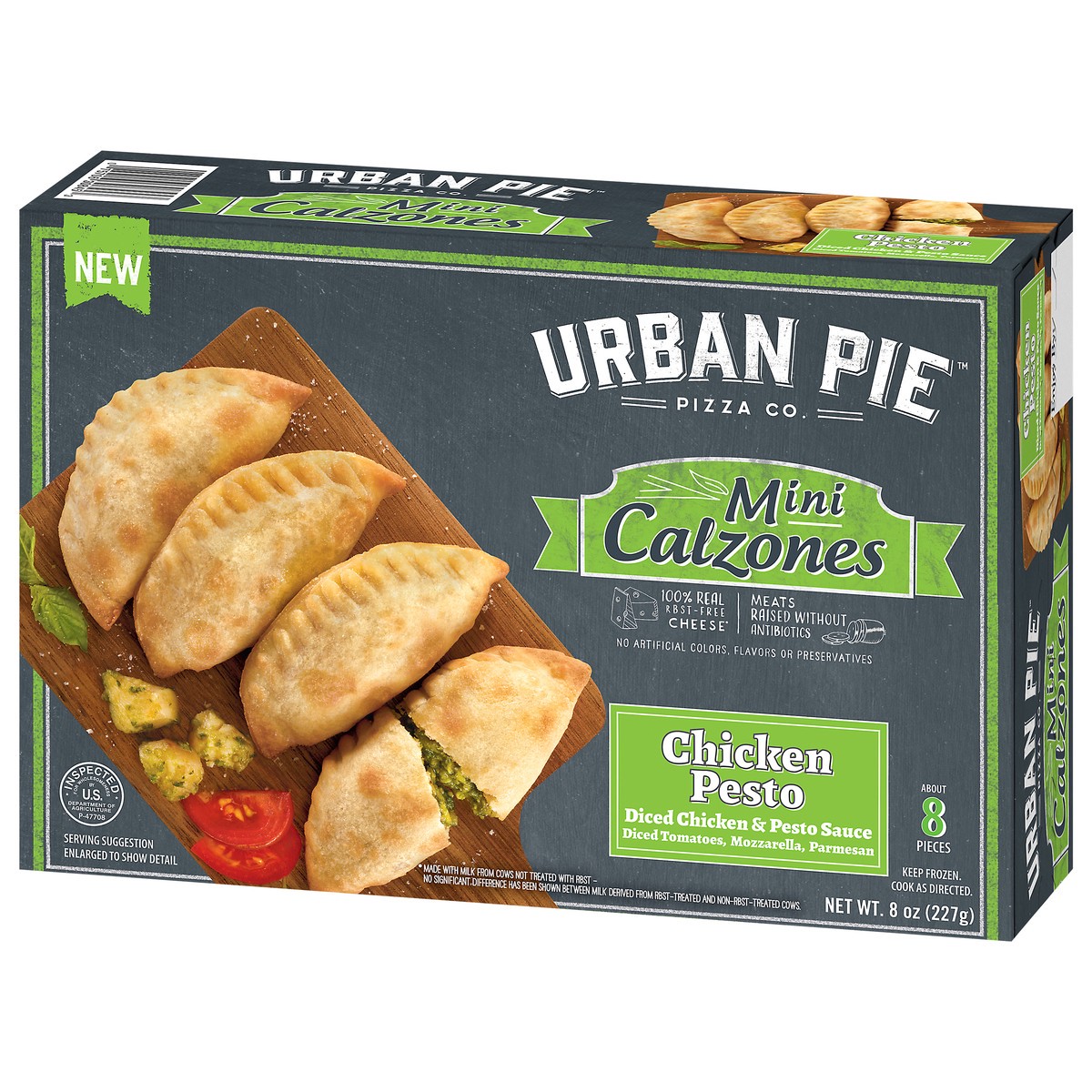 slide 7 of 15, Urban Pie Pizza Co. Mini Chicken Pesto Calzones 8 oz, 8 oz