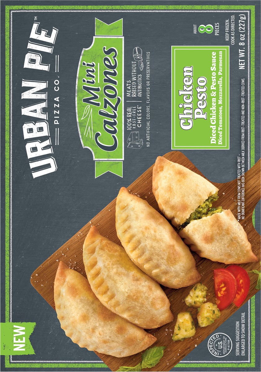 slide 10 of 15, Urban Pie Pizza Co. Mini Chicken Pesto Calzones 8 oz, 8 oz