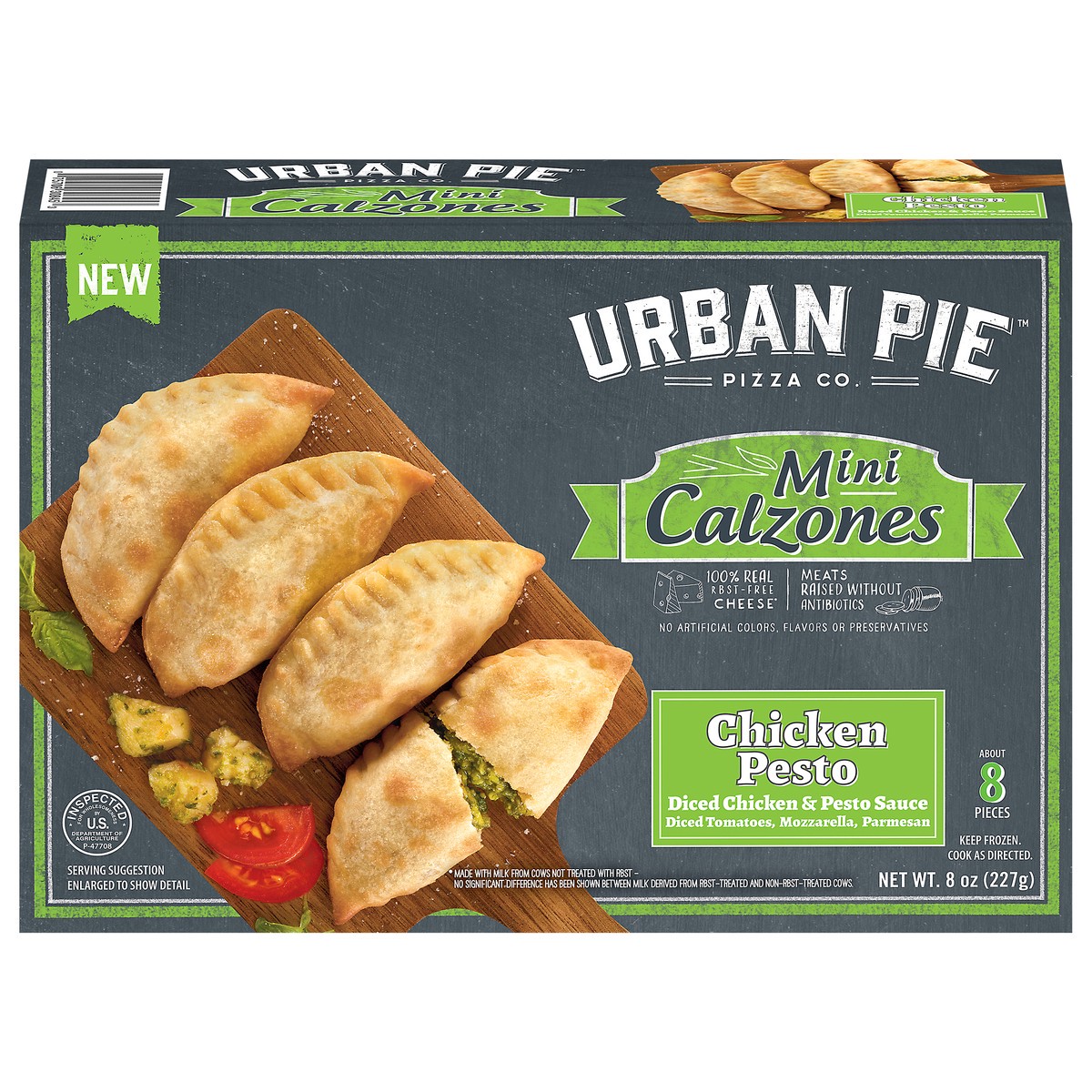 slide 8 of 15, Urban Pie Pizza Co. Mini Chicken Pesto Calzones 8 oz, 8 oz