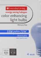 slide 1 of 1, Everyday Living 53-Watt Halogen Color-Enhancing Light Bulbs, 4 ct