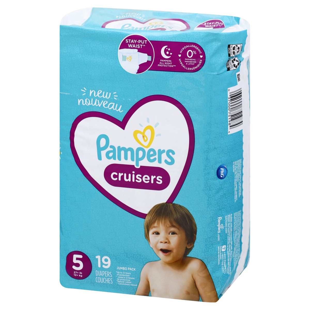 slide 4 of 8, Pampers Cruisers Diapers Size 5 19 Count, 19 ct