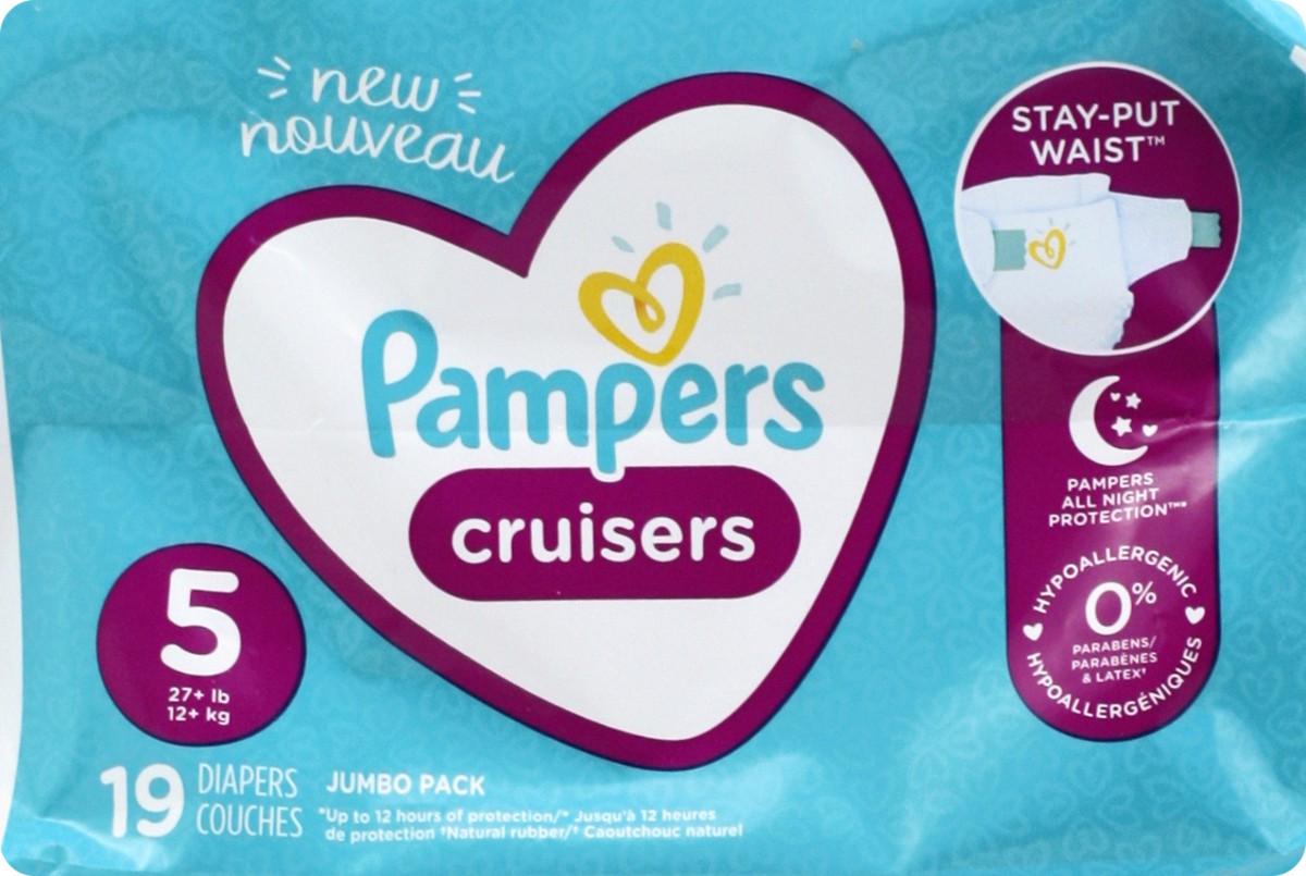 slide 5 of 8, Pampers Cruisers Diapers Size 5 19 Count, 19 ct