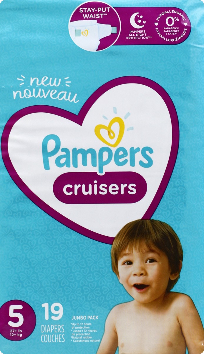 slide 2 of 8, Pampers Cruisers Diapers Size 5 19 Count, 19 ct