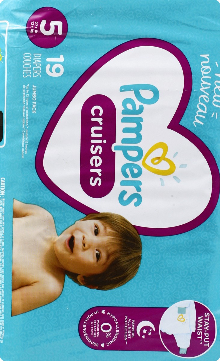 slide 8 of 8, Pampers Cruisers Diapers Size 5 19 Count, 19 ct