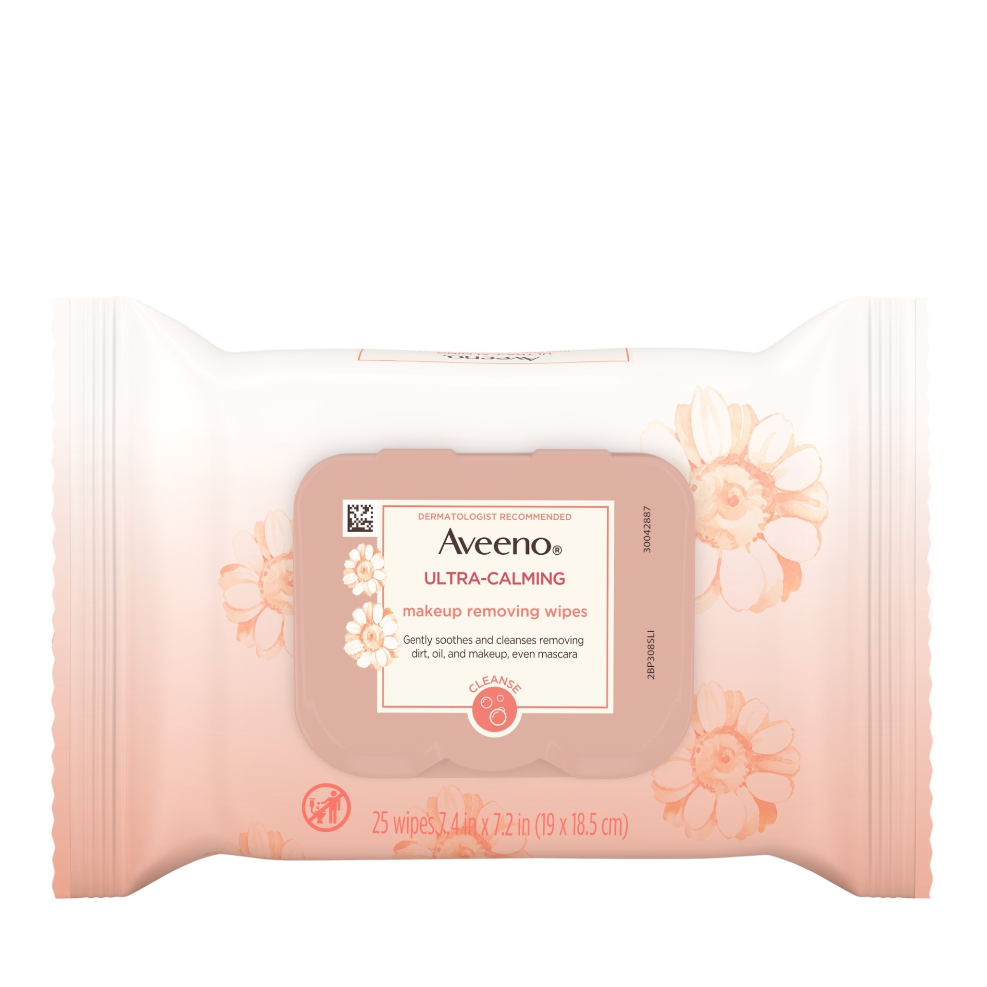 slide 1 of 6, Aveeno Ultra-Calming Makeup Removing Facial Cleansing Wipes with Calming Feverfew Extract, Oil-Free Soothing Face Wipes for Sensitive Skin, Nourishing, Gentle & Non-Comedogenic, 25 ct