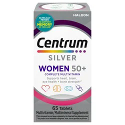 Centrum Silver Women's Multivitamin for Women 50 Plus, Multivitamin/Multimineral Supplement with Vitamin D3, B Vitamins, Calcium and Antioxidants, Gluten Free, Non-GMO Ingredients - 65 Count