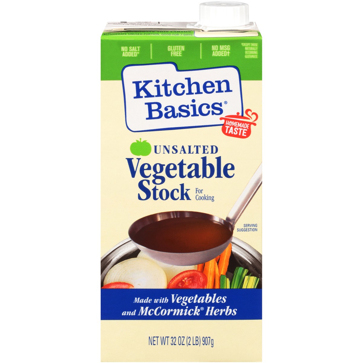 slide 1 of 9, Kitchen Basics Unsalted Vegetable Stock, 32 fl oz