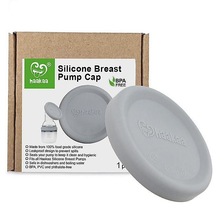 slide 7 of 7, Haakaa Silicone Leak-Proof Breast Pump Cap - Grey, 1 ct